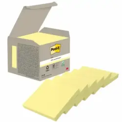 Post-It Pack de 6 Blocs de 100 Notas Adhesivas Recicladas - Forma Cuadrada - 76x76mm - Color Amarillo Claro | Ahorro Imprimiendo