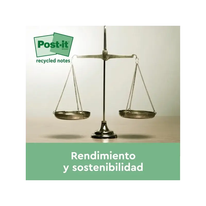 Post-It Pack de 6 Blocs de 100 Notas Adhesivas Recicladas - Forma Cuadrada - 76x76mm - Color Amarillo Claro | Ahorro Imprimiendo