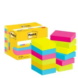 Post-It Pack de 12 Blocs de 100 Notas Adhesivas Reposicionables 38x51mm - Forma Rectangular - Caja Dispensadora - Colores Surtid