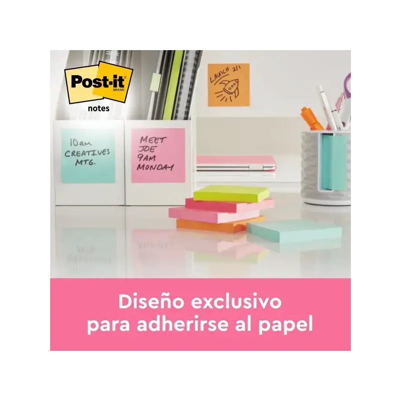 Post-It Pack de 12 Blocs de 100 Notas Adhesivas Reposicionables 38x51mm - Forma Rectangular - Caja Dispensadora - Colores Surtid