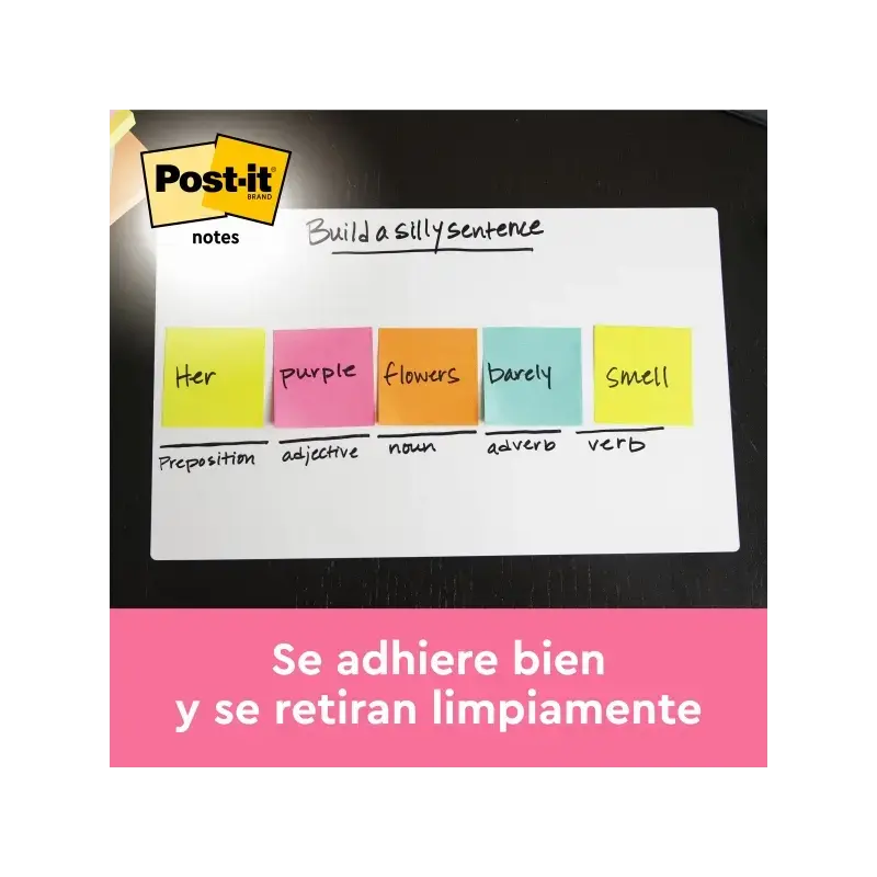 Post-It Pack de 12 Blocs de 100 Notas Adhesivas Reposicionables 38x51mm - Forma Rectangular - Caja Dispensadora - Colores Surtid