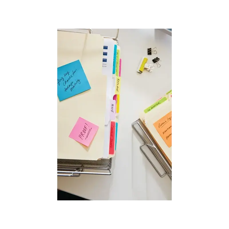 Post-It Pack de 12 Blocs de 100 Notas Adhesivas Reposicionables 38x51mm - Forma Rectangular - Caja Dispensadora - Colores Surtid