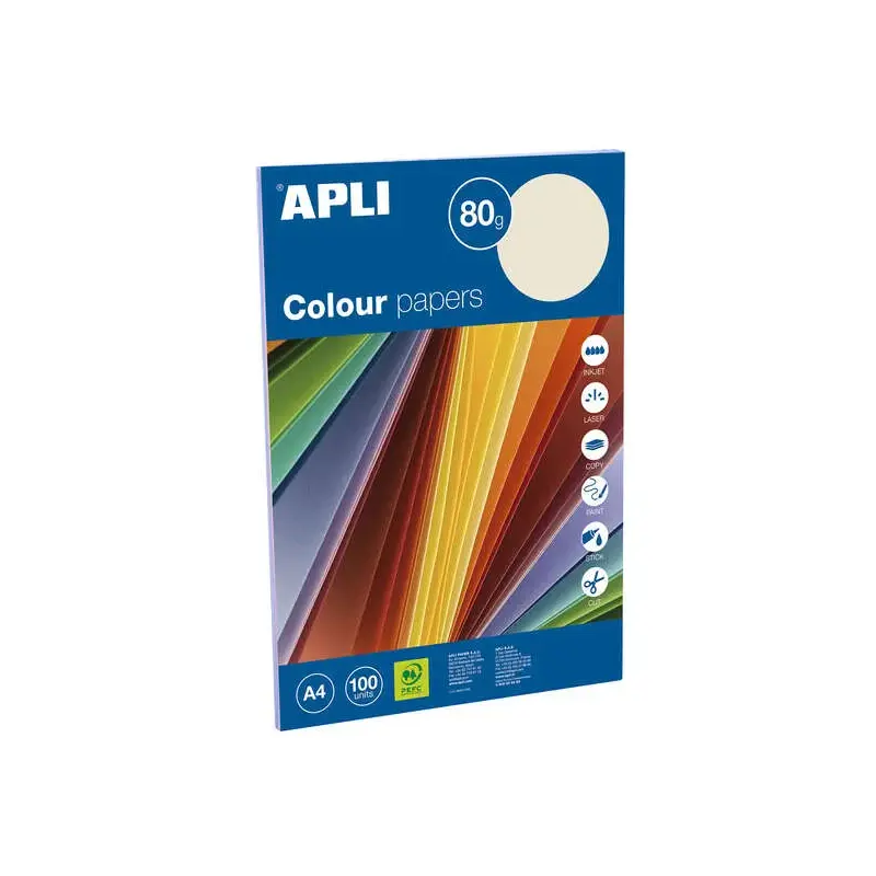 Apli Pack con 100 Hojas de Papel A4 - 20 Hojas por Color - Colores Surtidos Pastel | Ahorro Imprimiendo