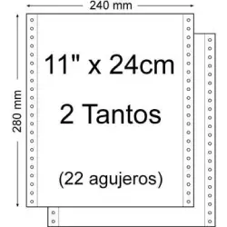 Papel Continuo 11" x 240mm - Juego de 2 Tantos - Envase de 1.500 Unidades - Color Blanco | Ahorro Imprimiendo