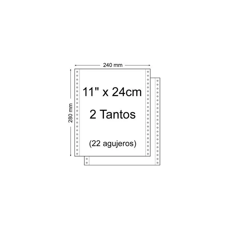 Papel Continuo 11" x 240mm - Juego de 2 Tantos - Envase de 1.500 Unidades - Color Blanco | Ahorro Imprimiendo