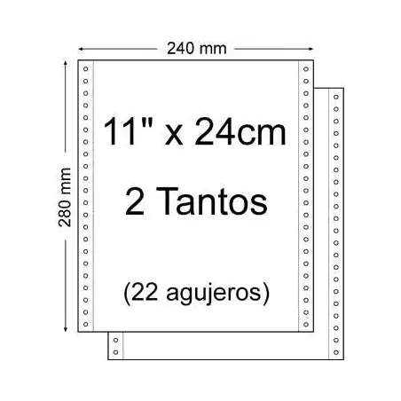 Papel Continuo 11" x 240mm - Juego de 2 Tantos - Envase de 1.500 Unidades - Color Blanco | Ahorro Imprimiendo