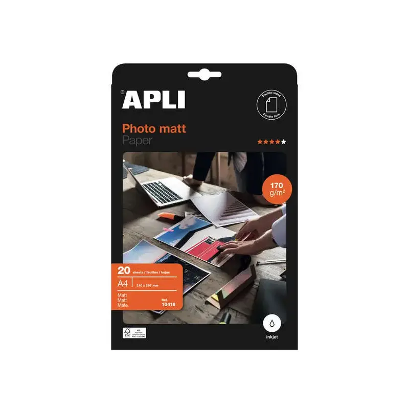 Apli Papel Fotografico Matt A4 170g 20 Hojas | Ahorro Imprimiendo