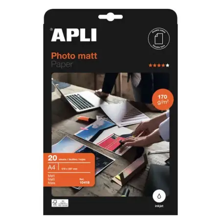 Apli Papel Fotografico Matt A4 170g 20 Hojas | Ahorro Imprimiendo