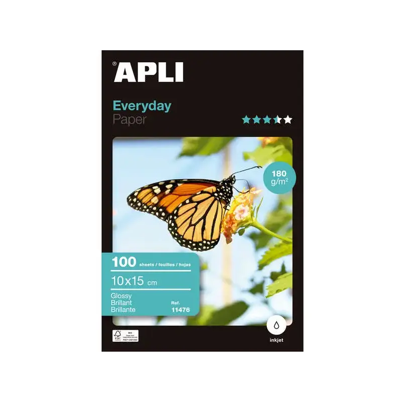 Apli Papel Fotografico Everyday 10 x 15 cm 180g 100 Hojas | Ahorro Imprimiendo