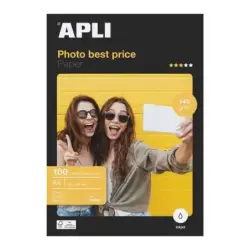 Apli Papel Fotografico Bestprice A4 140gr - Acabado Brillante - 100 Hojas | Ahorro Imprimiendo