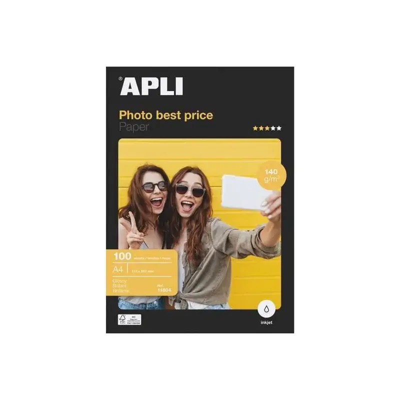 Apli Papel Fotografico Bestprice A4 140gr - Acabado Brillante - 100 Hojas | Ahorro Imprimiendo