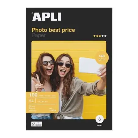 Apli Papel Fotografico Bestprice A4 140gr - Acabado Brillante - 100 Hojas | Ahorro Imprimiendo