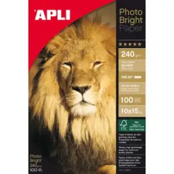 Apli Papel Fotografico Photobright 10 x 15 cm 240g 100 Hojas | Ahorro Imprimiendo
