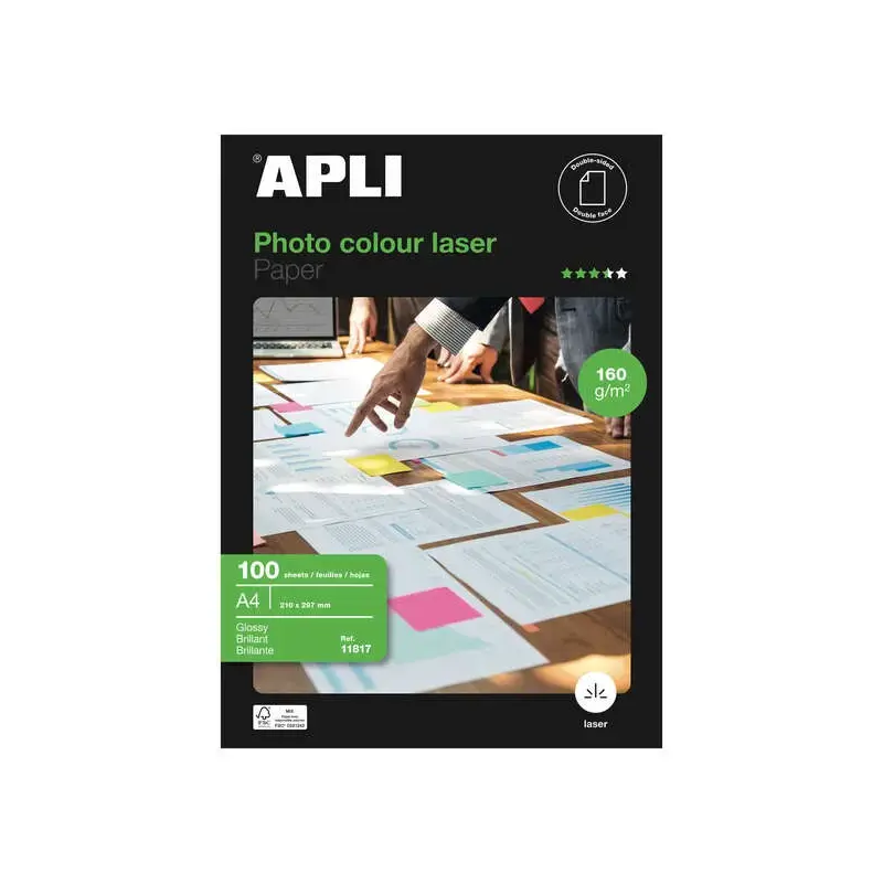 Apli Papel Fotografico Colour Laser A4 160g 100 Hojas | Ahorro Imprimiendo