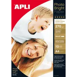 Apli Papel Fotografico Photobright Doble Cara A4 270g 10 Hojas | Ahorro Imprimiendo