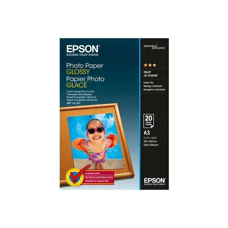 Epson Papel Fotografico Glossy A3 20 Hojas - 297x420mm - 200gr | Ahorro Imprimiendo