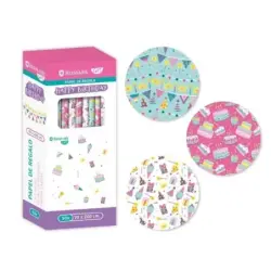 Bismark Happy Birthday Rollo de Papel Regalo - Medidas 70cmx200cm - 3 Diseños Diferentes | Ahorro Imprimiendo