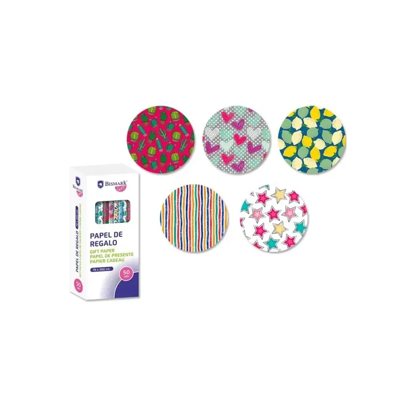 Bismark Moments Rollo de Papel Regalo - Medidas 70cmx200cm - 5 Diseños Diferentes | Ahorro Imprimiendo