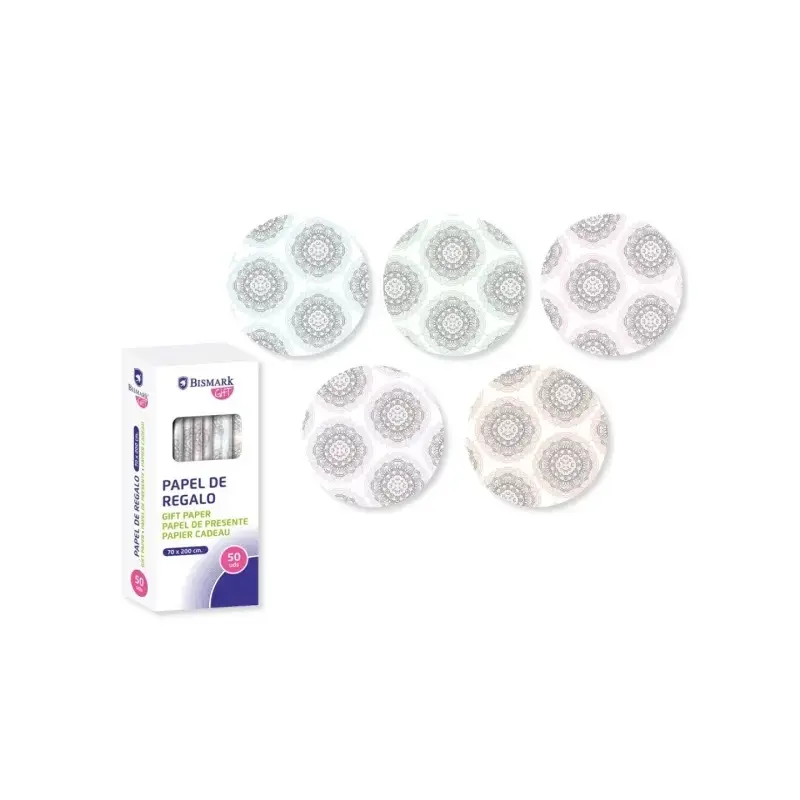 Bismark Mandalas Rollo de Papel Regalo - Medidas 70cmx200cm - 5 Diseños Diferentes | Ahorro Imprimiendo