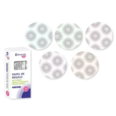 Bismark Mandalas Rollo de Papel Regalo - Medidas 70cmx200cm - 5 Diseños Diferentes | Ahorro Imprimiendo