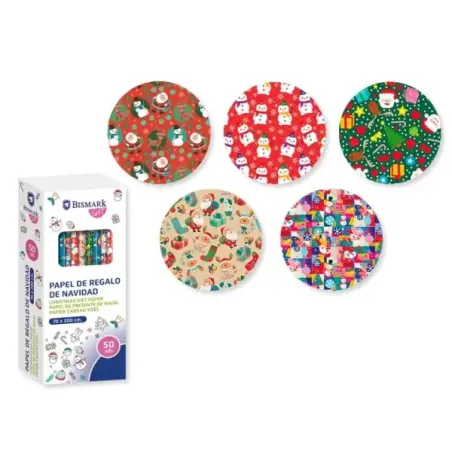 Bismark Navidad Colors Rollo de Papel Regalo - Medidas 70cmx200cm - 5 Diseños Diferentes | Ahorro Imprimiendo