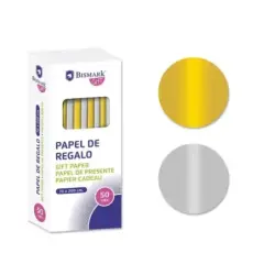 Bismark Oro/Plata Rollo de Papel Regalo - Medidas 70cmx200cm - 2 Colores | Ahorro Imprimiendo