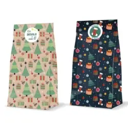 Bismark Pack de 3 Sobres Papel Kraft 60grs con 3 Pegatinas para Cierre - Medidas 20x42x8cm - Ideal para Regalos - 2 Diseños Navi