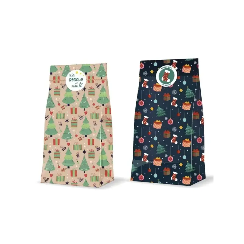 Bismark Pack de 3 Sobres Papel Kraft 60grs con 3 Pegatinas para Cierre - Medidas 20x42x8cm - Ideal para Regalos - 2 Diseños Navi