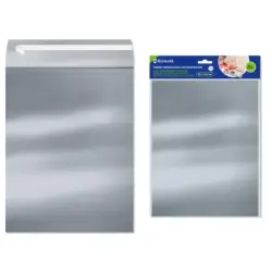 Bismark Pack de 4 Sobres Metalizados - Medidas 324x254mm - Cierre Autoadhesivo - Ideal para Regalos - Color Plata | Ahorro Impri