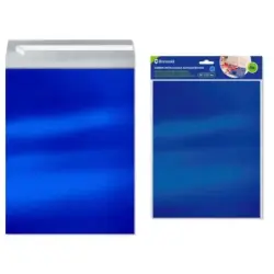 Bismark Pack de 4 Sobres Metalizados - Medidas 324x254mm - Cierre Autoadhesivo - Ideal para Regalos - Color Azul Metalizado | Ah