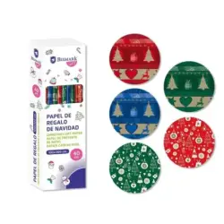 Bismark Navidad Metalizado Rollo de Papel Regalo - Medidas 100cmx300cm - 5 Diseños Diferentes | Ahorro Imprimiendo