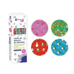 Bismark Navidad Gifts Rollo de Papel Regalo - Medidas 100cmx300cm - 4 Diseños Diferentes | Ahorro Imprimiendo