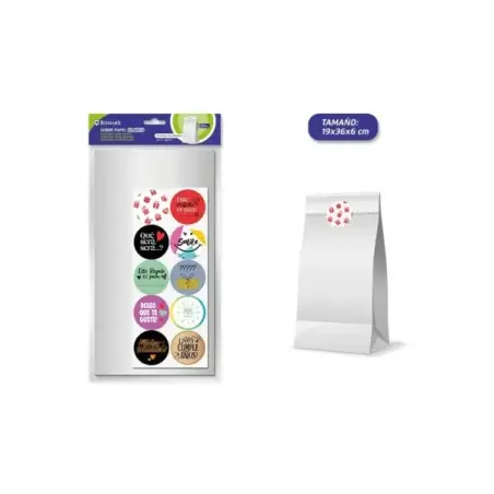 Bismark Pack de 10 Sobres Papel Kraft 50grs con 10 Pegatinas para Cierre - Medidas 19x36x6cm - Ideal para Regalos - Color Blanco