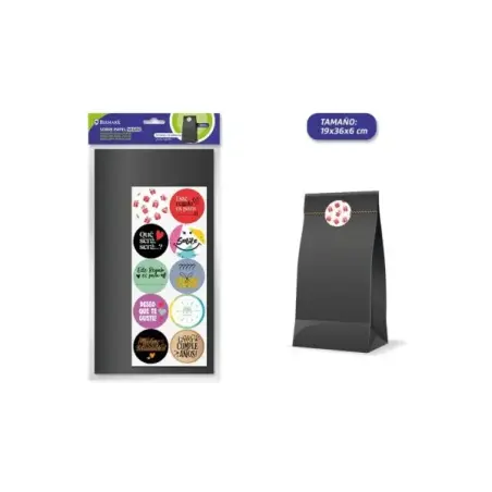 Bismark Pack de 10 Sobres Papel Kraft 50grs con 10 Pegatinas para Cierre - Medidas 19x36x6cm - Ideal para Regalos - Color Negro