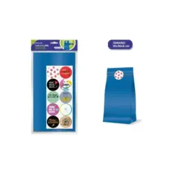 Bismark Pack de 10 Sobres Papel Kraft 50grs con 10 Pegatinas para Cierre - Medidas 19x36x6cm - Ideal para Regalos - Color Azul |