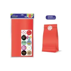 Bismark Pack de 10 Sobres Papel Kraft 50grs con 10 Pegatinas para Cierre - Medidas 24x42x6cm - Ideal para Regalos - Color Rojo |