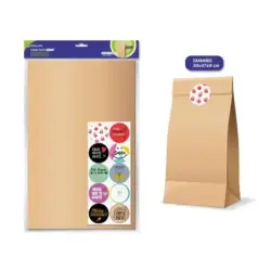 Bismark Pack de 10 Sobres Papel Kraft 50grs con 10 Pegatinas para Cierre - Medidas 30x47x8cm - Ideal para Regalos - Color Marron