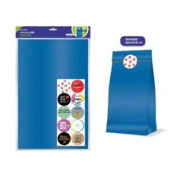 Bismark Pack de 10 Sobres Papel Kraft 50grs con 10 Pegatinas para Cierre - Medidas 30x47x8cm - Ideal para Regalos - Color Azul |