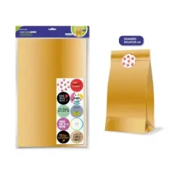 Bismark Pack de 10 Sobres Papel Kraft 50grs con 10 Pegatinas para Cierre - Medidas 30x47x8cm - Ideal para Regalos - Color Oro |