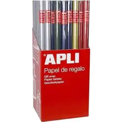 Apli Expositor de 55 Rollos de Papel Regalo Kraft - 11 Rollos por Color - Medidas del Rollo 0.70x2m - Colores Azul Oscuro, Verde