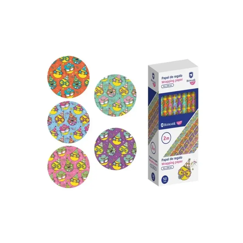 Bismark Emojies Rollo de Papel Regalo - Medidas 70cmx200cm - 5 Diseños Diferentes | Ahorro Imprimiendo