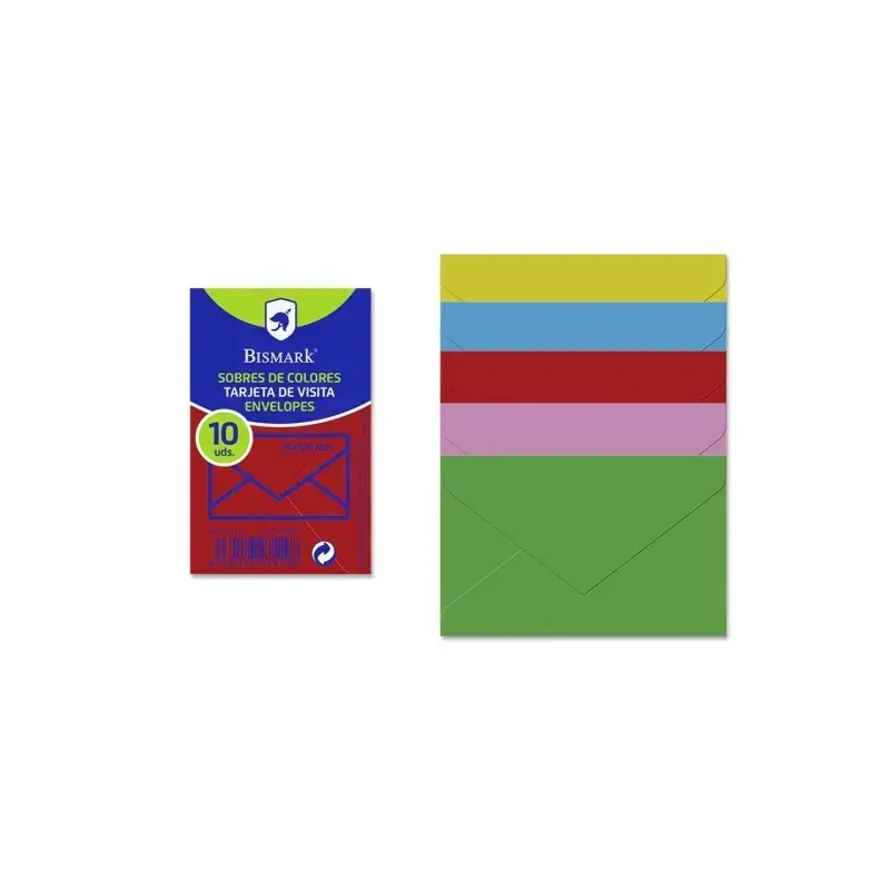 Bismark Pack de 10 Sobres de Papel - Medidas 76x120mm - Colores Surtidos | Ahorro Imprimiendo