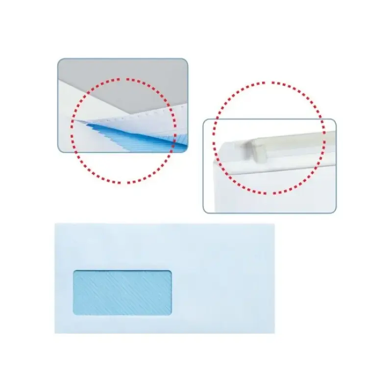 Sam Pack de 500 Sobres Americanos de Papel Offset 90grs con Ventana a la Izquierda - Medidas 115x225mm - Autoadhesivo con Tira d