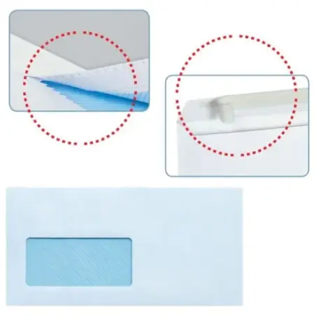 Sam Pack de 500 Sobres Americanos de Papel Offset 90grs con Ventana a la Izquierda - Medidas 115x225mm - Autoadhesivo con Tira d