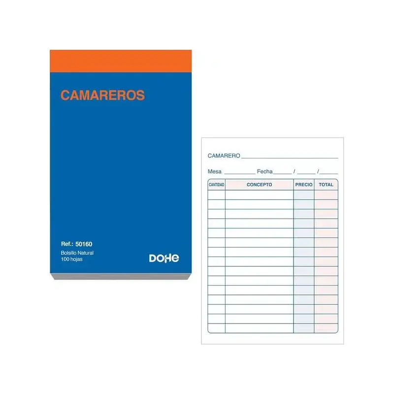 Dohe Talonario de Comandas - Bolsillo Natural - 100 Hojas - Sencillo | Ahorro Imprimiendo