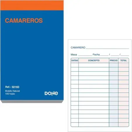 Dohe Talonario de Comandas - Bolsillo Natural - 100 Hojas - Sencillo | Ahorro Imprimiendo