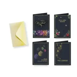 Bismark Tarjeta de Felicitacion Navideña Foil Green con Sobre - 4 Diseños Diferentes | Ahorro Imprimiendo