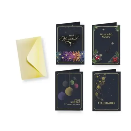 Bismark Tarjeta de Felicitacion Navideña Foil Green con Sobre - 4 Diseños Diferentes | Ahorro Imprimiendo
