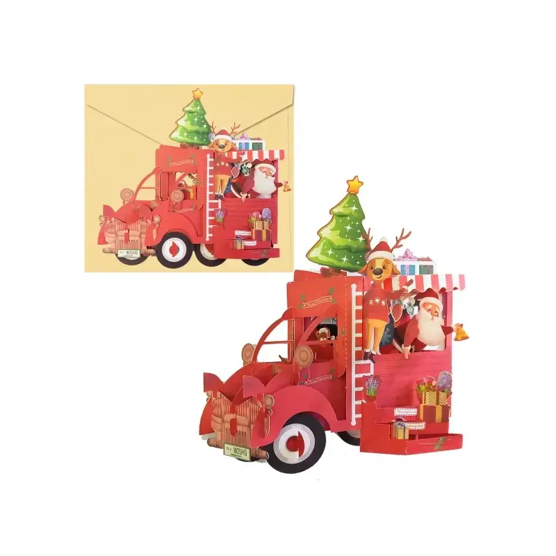 Dohe Truck Tarjeta 3D de Felicitacion Navideña con Sobre - Tamaño 14.5x11cm - Impresas a todo Color | Ahorro Imprimiendo