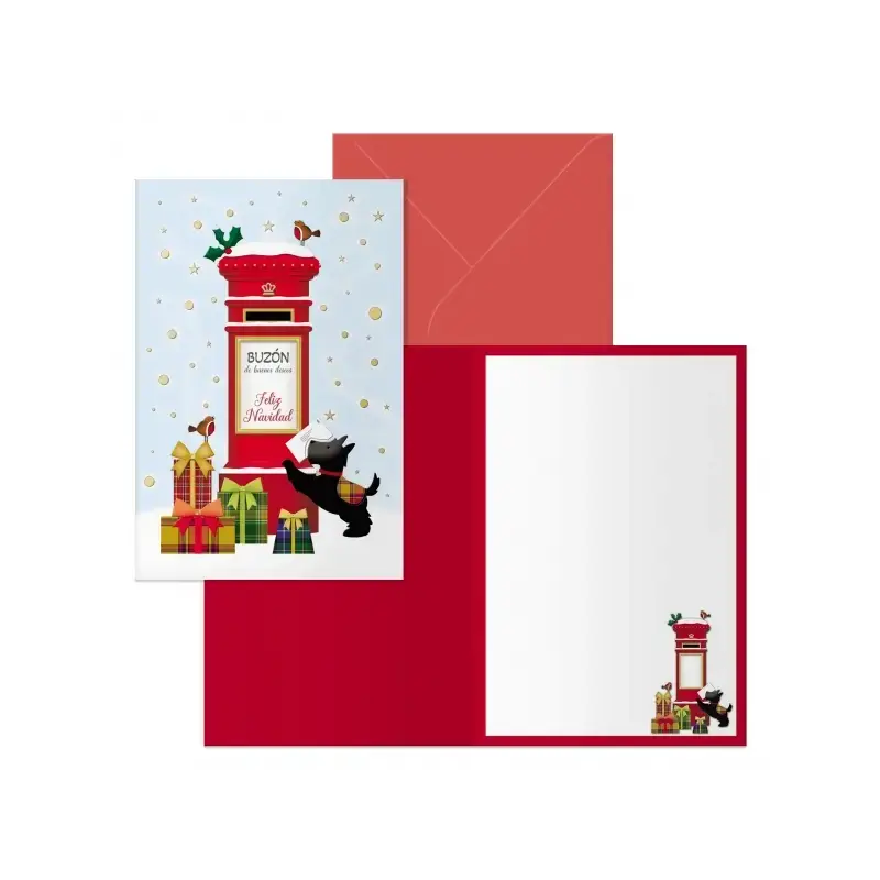 Dohe Buzon Pack de 6 Tarjetas de Felicitacion Navideña con Sobre - Tamaño Cerrada 11.5x17cm, Abierta 23x17cm - Papel Offset - Im